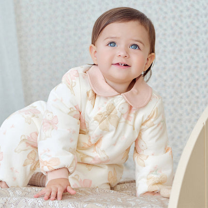 Baby Girls/Boys Print Grey Green/Pink Padded Indoor Rompers