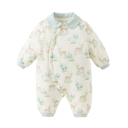 Baby Girls/Boys Print Grey Green/Pink Padded Indoor Rompers