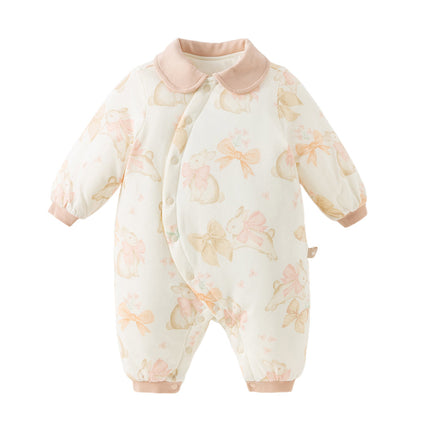 Baby Girls/Boys Print Grey Green/Pink Padded Indoor Rompers