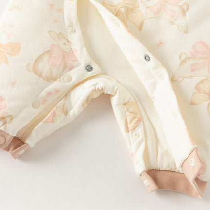 Baby Girls/Boys Print Grey Green/Pink Padded Indoor Rompers