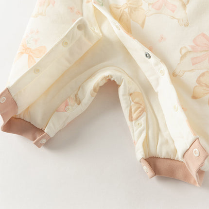 Baby Girls/Boys Print Grey Green/Pink Padded Indoor Rompers