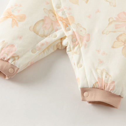 Baby Girls/Boys Print Grey Green/Pink Padded Indoor Rompers