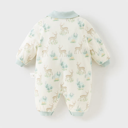 Baby Girls/Boys Print Grey Green/Pink Padded Indoor Rompers