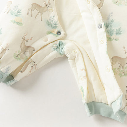 Baby Girls/Boys Print Grey Green/Pink Padded Indoor Rompers
