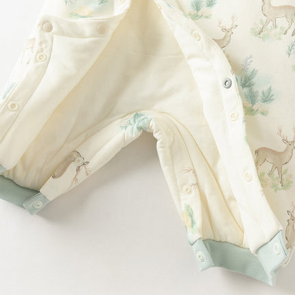 Baby Girls/Boys Print Grey Green/Pink Padded Indoor Rompers