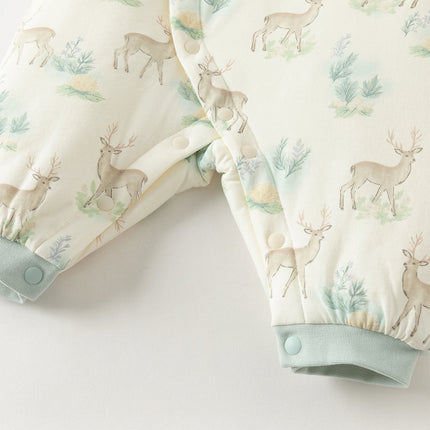 Baby Girls/Boys Print Grey Green/Pink Padded Indoor Rompers
