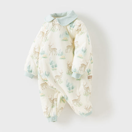 Baby Girls/Boys Print Grey Green/Pink Padded Indoor Rompers