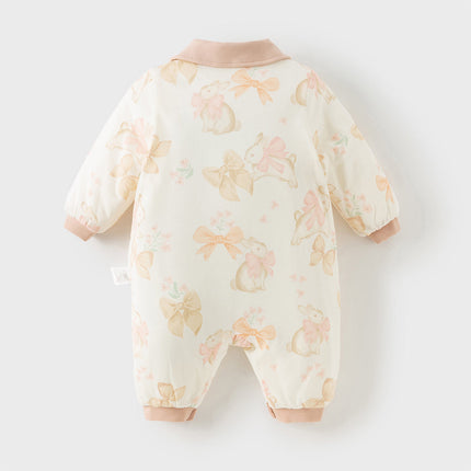 Baby Girls/Boys Print Grey Green/Pink Padded Indoor Rompers