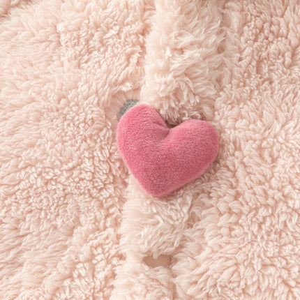 Baby Girls/Boys Cute Candy Pink/Khaki Hooded Soft Plush Rompers