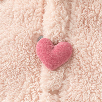 Baby Girls/Boys Cute Candy Pink/Khaki Hooded Soft Plush Rompers
