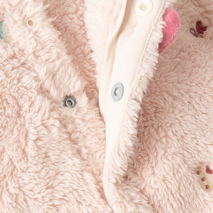 Baby Girls/Boys Cute Candy Pink/Khaki Hooded Soft Plush Rompers