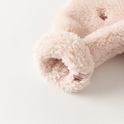 Baby Girls/Boys Cute Candy Pink/Khaki Hooded Soft Plush Rompers