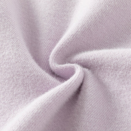 Kids Girls Elegant Purple Soft Turtle Plush-lined Sweaters Tops