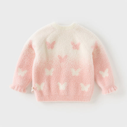 Toddler Girls Sweet Pink Turtle Long-sleeved Soft Sweaters Tops