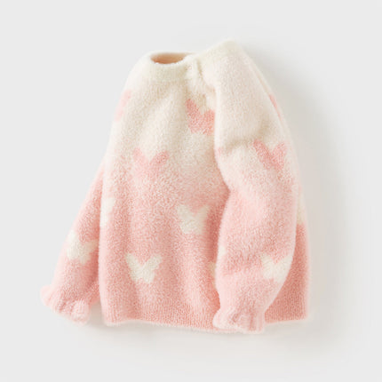 Toddler Girls Sweet Pink Turtle Long-sleeved Soft Sweaters Tops
