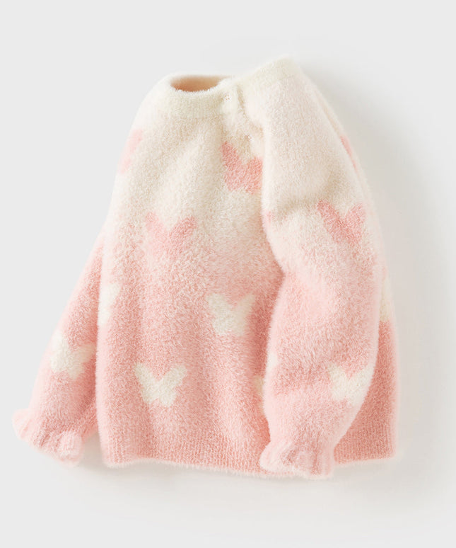 Toddler Girls Sweet Pink Turtle Long-sleeved Soft Sweaters Tops