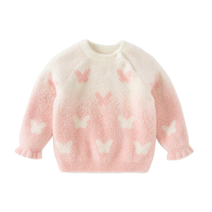 Toddler Girls Sweet Pink Turtle Long-sleeved Soft Sweaters Tops
