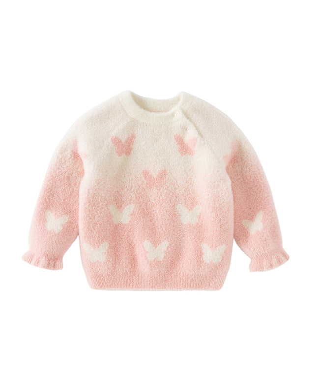 Toddler Girls Sweet Pink Turtle Long-sleeved Soft Sweaters Tops