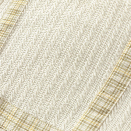 Baby Boys College-style Yellow-white Plaid Warm Padded Indoor Rompers