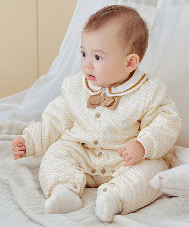 Baby Boys Apricot Indoor Long Sleeve Padded Rompers