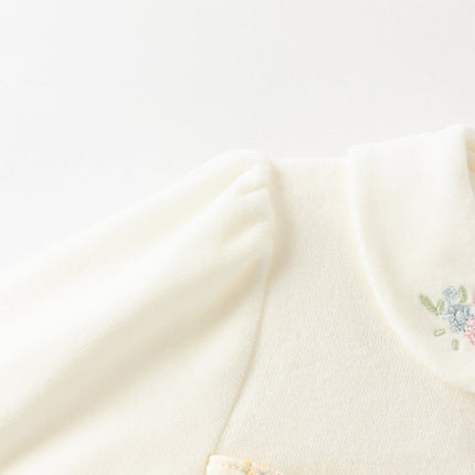 Baby Girls Adorable Beige Floral Print Indoor Padded Rompers