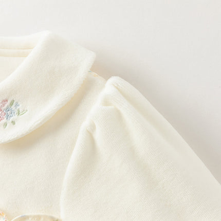 Baby Girls Adorable Beige Floral Print Indoor Padded Rompers