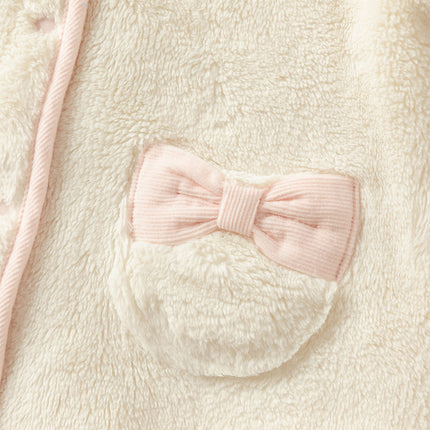 Baby Girls Adorable Beige Doll Collar Soft Warm One-pieces Romper