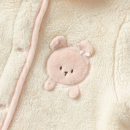 Baby Girls Adorable Beige Doll Collar Soft Warm One-pieces Romper