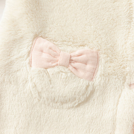 Baby Girls Adorable Beige Doll Collar Soft Warm One-pieces Romper