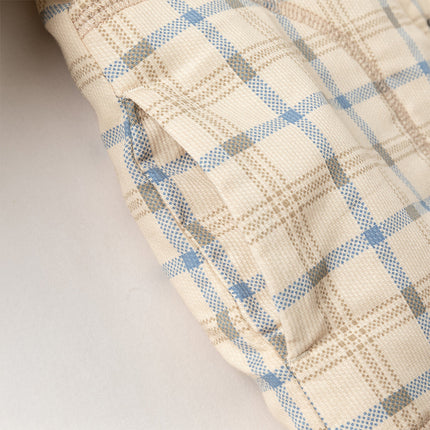 Baby Boys Casual Apricot Plaid Indoor Warm Padded Hooded Rompers