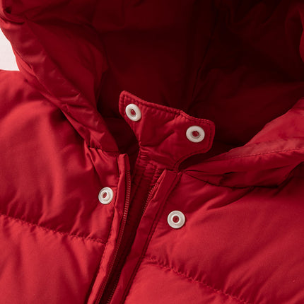 Baby Girls/Boys Winter Festival Red Warm Windproof Hooded Down Rompers