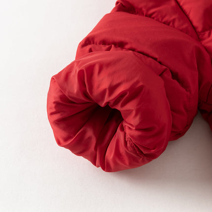 Baby Girls/Boys Winter Festival Red Warm Windproof Hooded Down Rompers