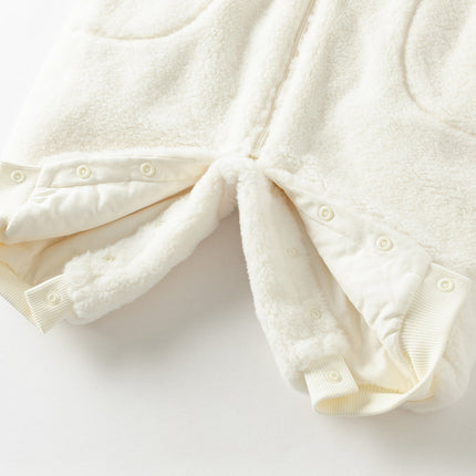 Baby Girls Rabbit-style Cozy Beige Hooded One-pieces Romper