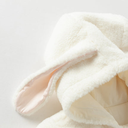 Baby Girls Rabbit-style Cozy Beige Hooded One-pieces Romper