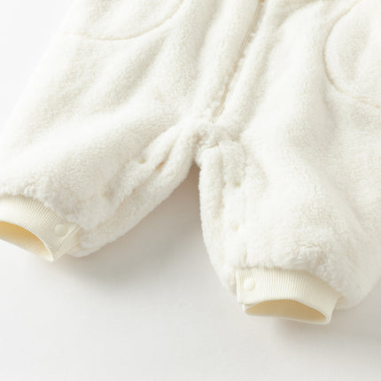 Baby Girls Rabbit-style Cozy Beige Hooded One-pieces Romper