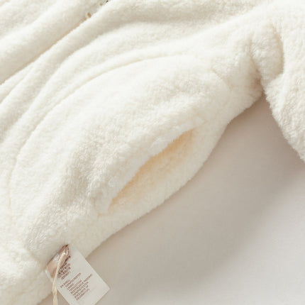Baby Girls Rabbit-style Cozy Beige Hooded One-pieces Romper