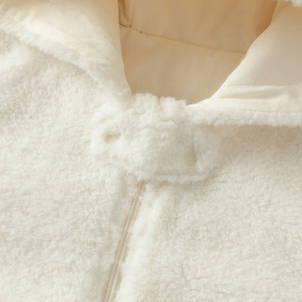 Baby Girls Rabbit-style Cozy Beige Hooded One-pieces Romper
