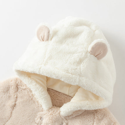 Baby Girls/Boys Winter Casual Hooded Warm Plush One-Pieces Romper