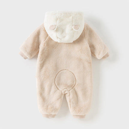 Baby Girls/Boys Winter Casual Hooded Warm Plush One-Pieces Romper