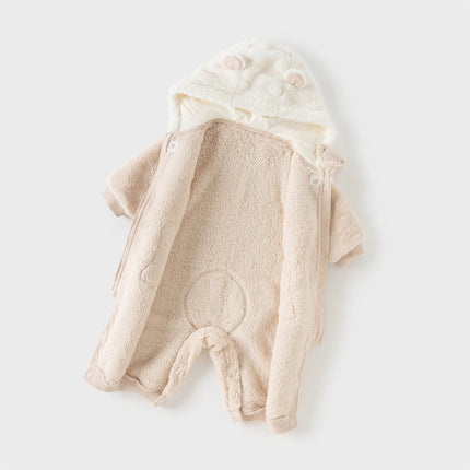 Baby Girls/Boys Winter Casual Hooded Warm Plush One-Pieces Romper