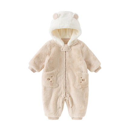 Baby Girls/Boys Winter Casual Hooded Warm Plush One-Pieces Romper