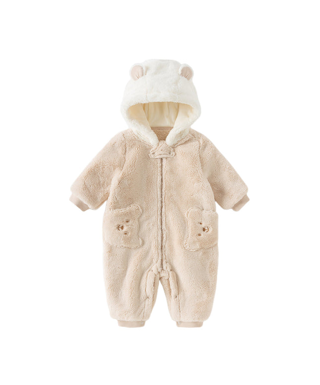 Baby Girls/Boys Winter Casual Hooded Warm Plush One-Pieces Romper