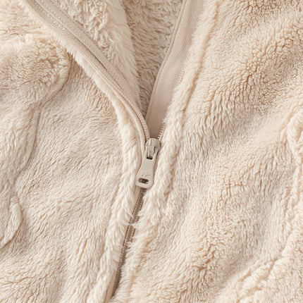 Baby Girls/Boys Winter Casual Hooded Warm Plush One-Pieces Romper