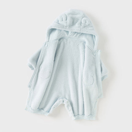 Newborn Girls/Boys Soft Plush-lined Hooded Baby One-Pieces Romper