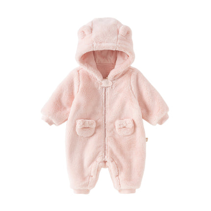 Newborn Girls/Boys Soft Plush-lined Hooded Baby One-Pieces Romper