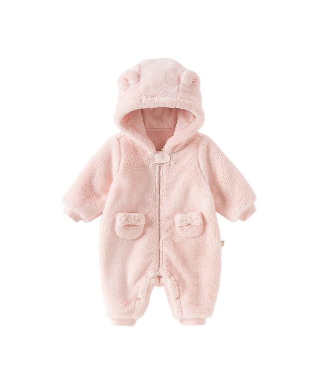 Newborn Girls/Boys Soft Plush-lined Hooded Baby One-Pieces Romper