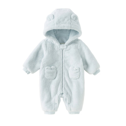 Newborn Girls/Boys Soft Plush-lined Hooded Baby One-Pieces Romper