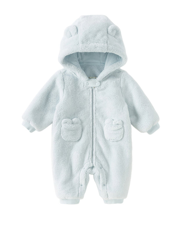 Newborn Girls/Boys Soft Plush-lined Hooded Baby One-Pieces Romper