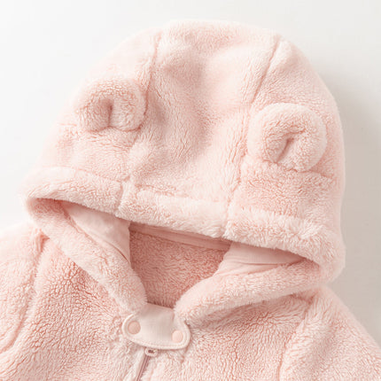 Newborn Girls/Boys Soft Plush-lined Hooded Baby One-Pieces Romper