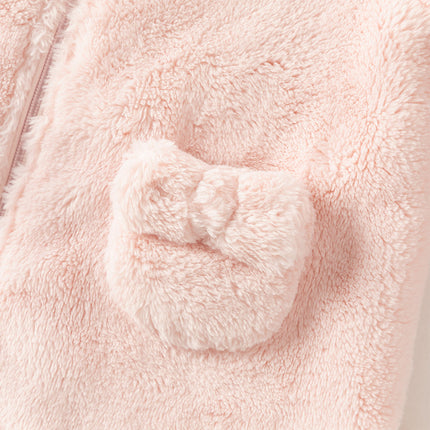 Newborn Girls/Boys Soft Plush-lined Hooded Baby One-Pieces Romper